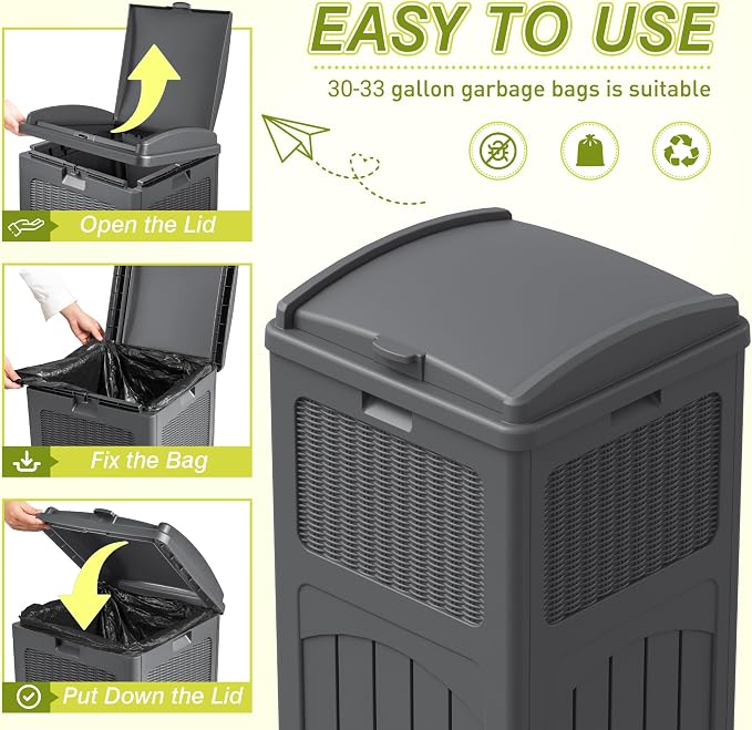 Greesum 33 Gallon Outdoor Trash Can - Image 5