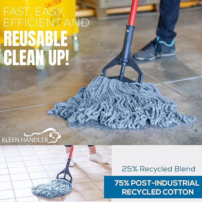 KLEEN HANDLER HEAVY DUTY Commercial Mop Head Replacement, Wet Industrial Cotton - Image 5