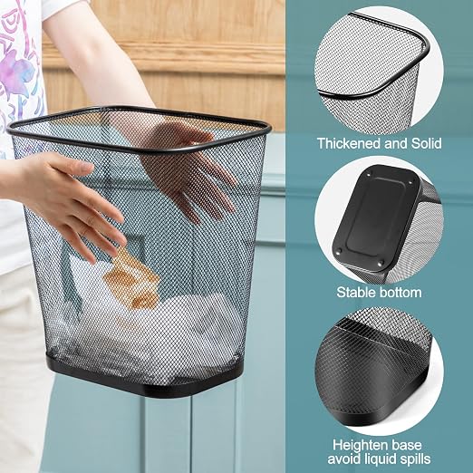 Nuanchu 6 Pcs Mesh Square Trash Cans 4 Gallons Wire Wastebasket - Image 3