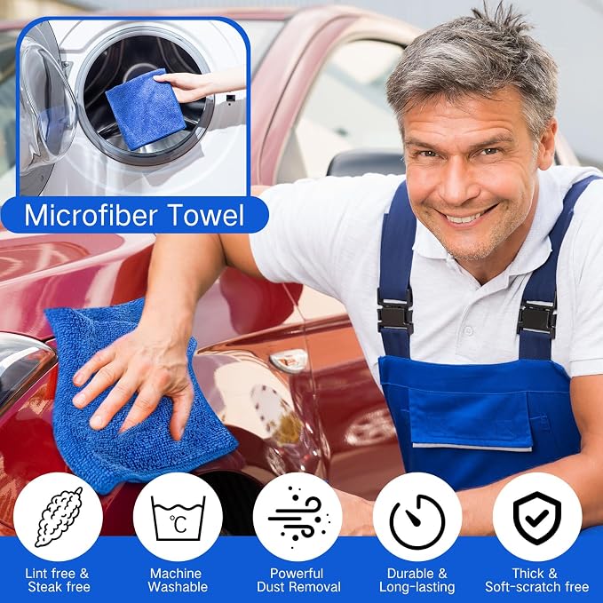 200 Pieces Microfiber Cleaning Cloths Bulk Absorbent Microfiber Towels Reusable - Image 3
