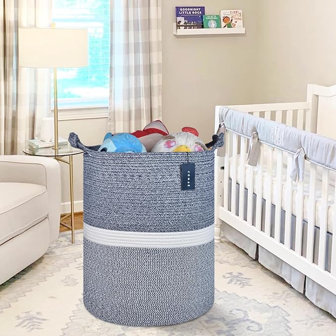 COMSE Extra Large Blanket Basket, Tall Woven Storage Basket, Nursery Hamper - Image 6