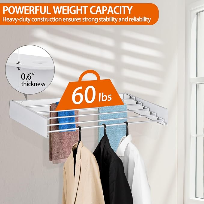 FOCHIER F Laundry Drying Rack Wall Mounted Clothes Drying Rack Collapsible - Image 3
