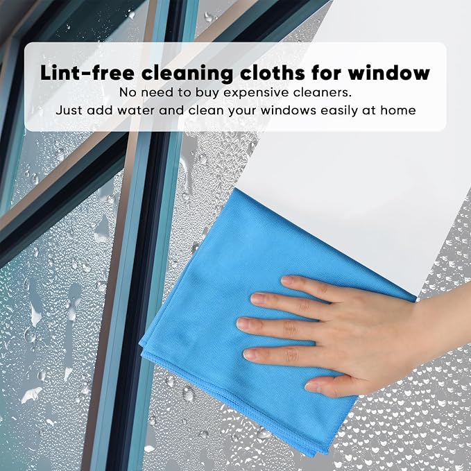 HOMEXCEL Microfiber Glass Cleaning Cloth 12 PK, Lint Free Streak Free, Reusable - Image 2