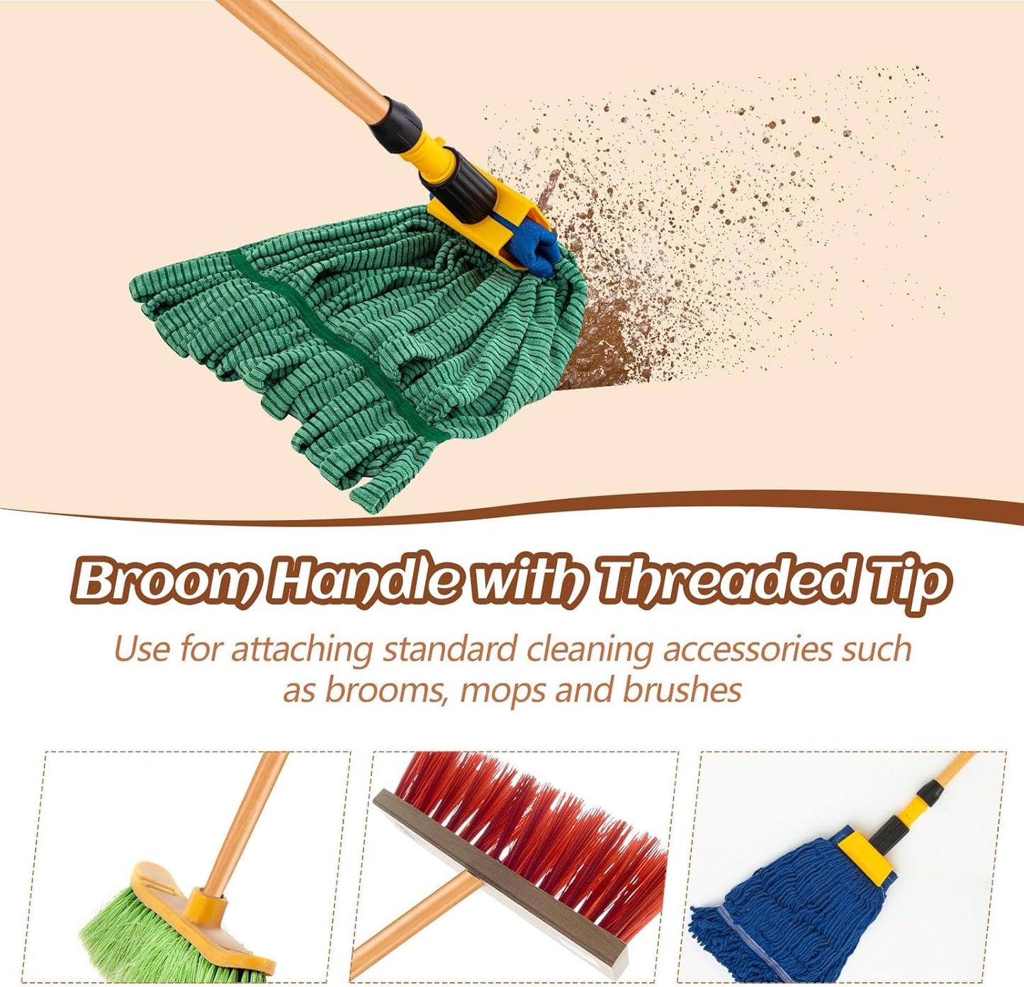 Gisafai 20 Pcs Broom Handle Wood Sanded Tapered Tip 55 x 1 Inch Long Handle Mop Broom Stick Pole for Floor Cleaning Sweeping Replacement