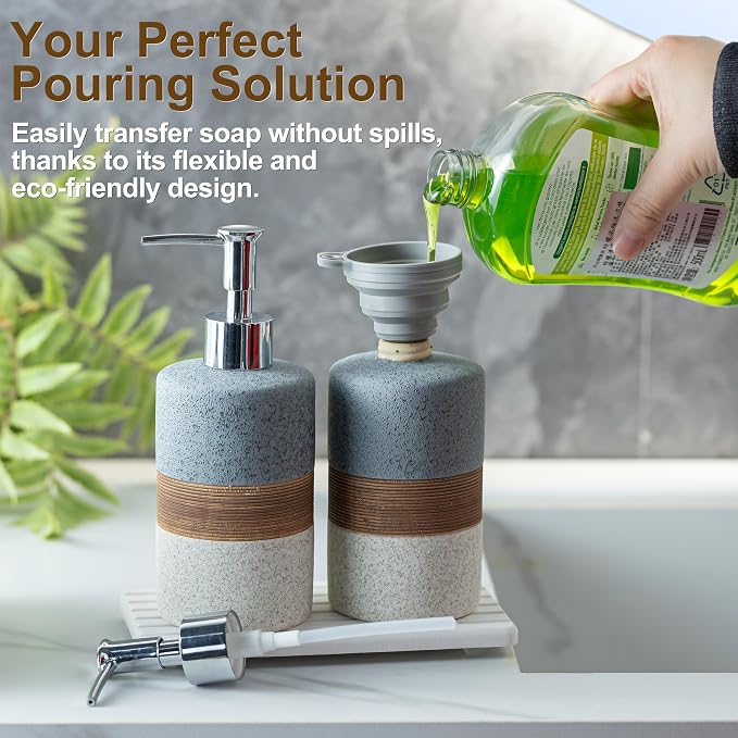 Ceramic Soap Dispenser Set – Hand Soap, Dish Soap, Shampoo & Shower Soap - Image 2