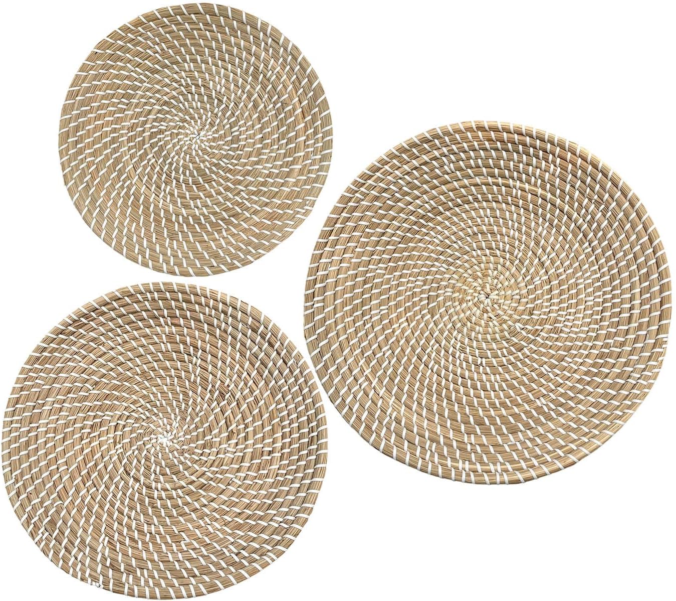 Laquedecraft Baskets Wall Decor Set of 3, Natural Handwoven Wicker | Easy to Hang, Create Your Own Gallery Wall, Perfect for Living Rooms, Bedrooms & Entryways