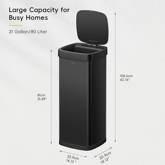 EKO EcoSmart 80L / 21.1 Gallon Motion Sensor Trash Can – Tall, Large Touchless - Image 2