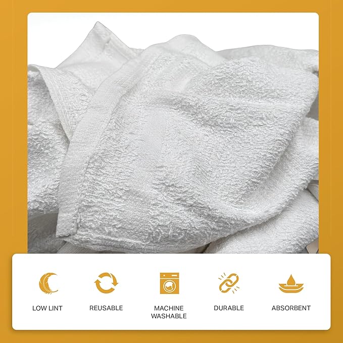 Angel-in-Armor White Terry Cloth Rags – 25lb Bulk Box of 100% Cotton Cleaning - Image 2