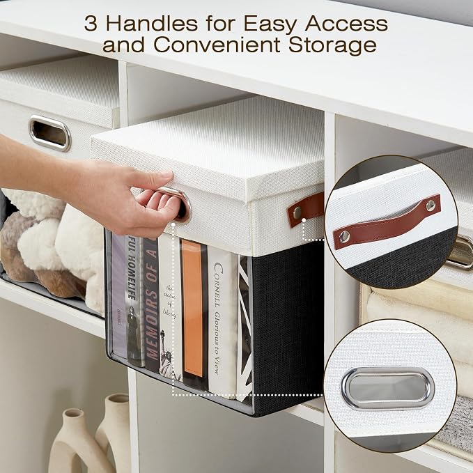 Fabric Storage Cubes with Clear Windows and Lids 11'' Foldable Storage Bins - Image 4