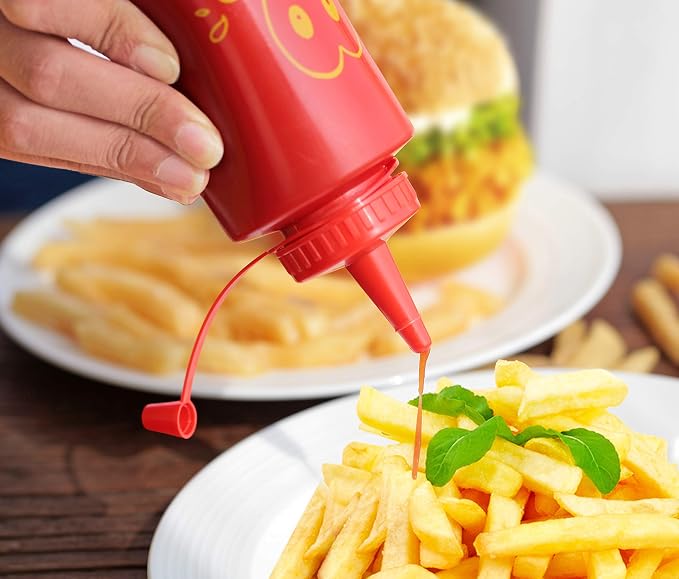 New Star Foodservice 28560 Smiley Faces Squeeze Bottle Set, and Clear, 12 oz - Image 8
