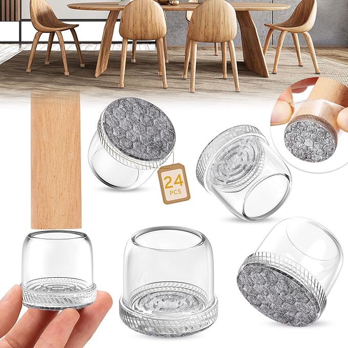 24PCS Round Chair Leg Floor Protectors, Furniture Sliders, Chair Leg Protectors by Indemo