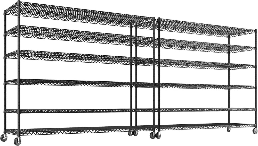 REIBII 6-Tier Wire Shelving Units with Wheels — 60" W Extra-Wide Heavy D...