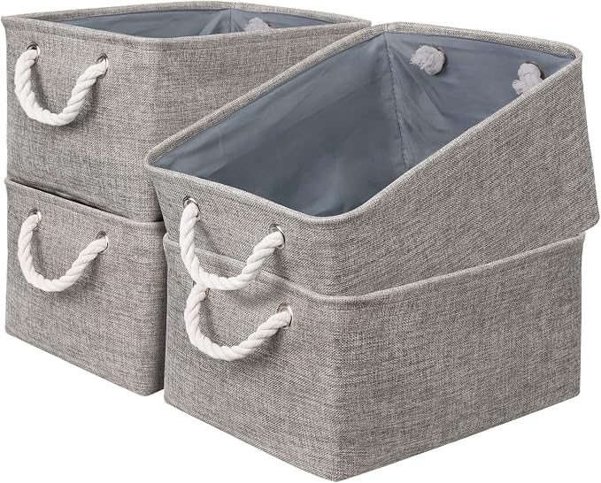 Storage Basket Fabric Sturdy Canvas Storage Bins Organizer by Sacyic