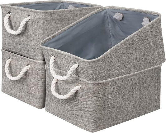 Storage Basket Fabric Sturdy Canvas Storage Bins Organizer by Sacyic