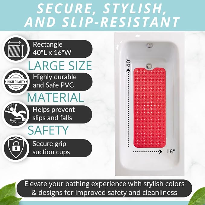 ENKOSI Non-Slip Bath Mat – Extra Long 40 x 16 Bathtub Shower Mat – Anti Slip - Image 4