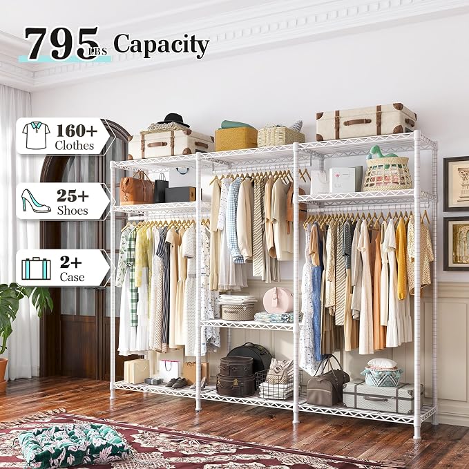 Raybee Clothes Rack Heavy Duty Load 795LBS Adjustable Clothing Racks - Image 4
