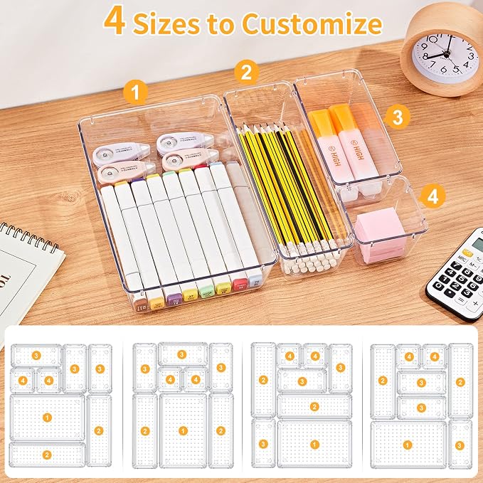 SMARTAKE 28 Piece Drawer Organizers