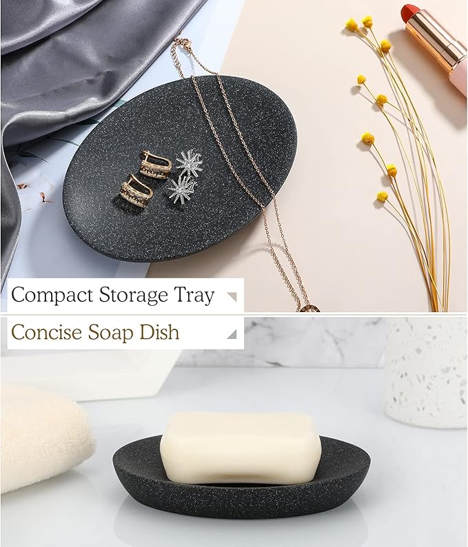 Luxspire Soap Dish, Resin Soap Tray Soap Holder Container Box, Marble Pattern - Image 3