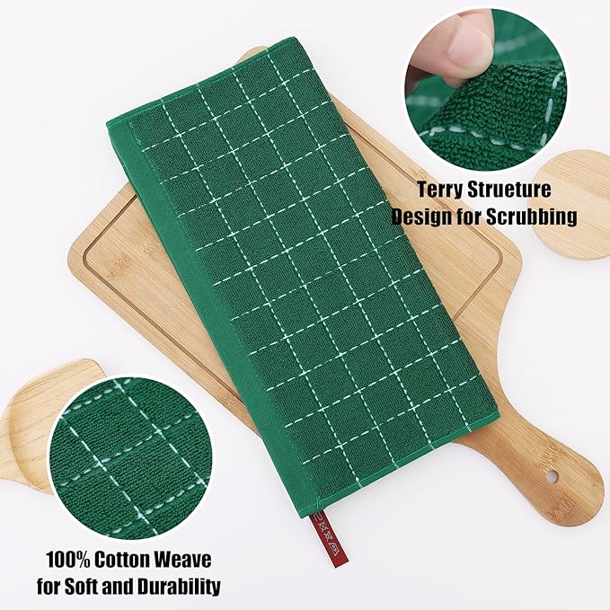 Homaxy 100% Cotton Terry Kitchen Towels, Checkered Designed, Soft and Super - Image 8