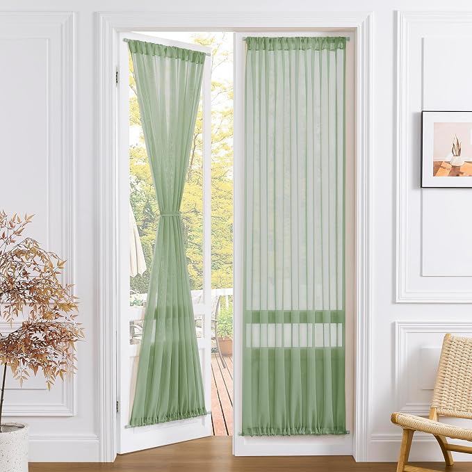 Tollpiz Sheer Door Curtain Closet Linen Textured Curtains Sheer Doorway Light by Tollpiz