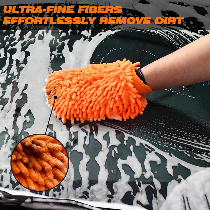 Raeyuan Car Wash Mitt Microfiber 2 Pack Scratch Proof & Lint-Free Wash Mitt - Image 4