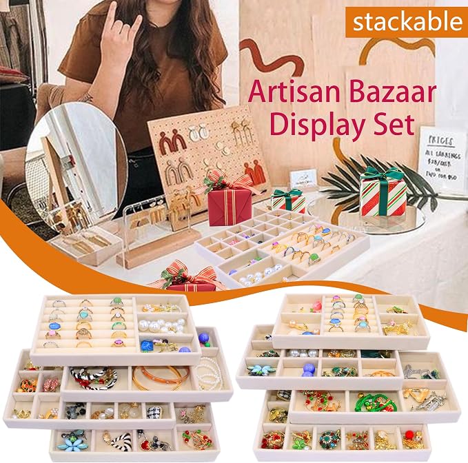Jewelry Organizer Drawer 8 Set Jewelry Boxes Velvet Jewelry Drawer Organizer - Image 3