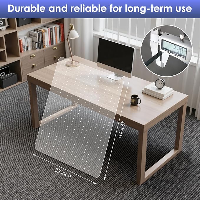 Kuyal Office Chair Mat for Carpet, 2 Pack 32x 49 Clear Heavy Duty Computer - Image 2