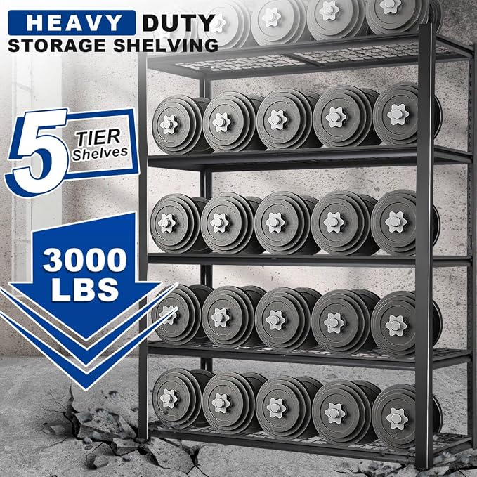 BILT HARD Garage Shelving 3000 LBS 36" W x 18" D x 72" H, Heavy Duty 5-Tier - Image 3