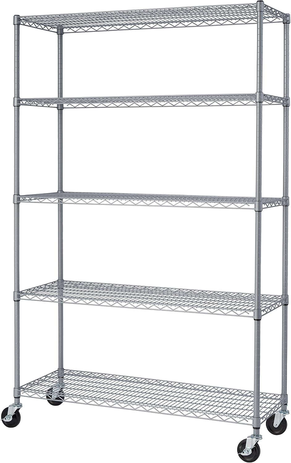 TRINITY EcoStorage Heavy Duty 5-Tier Adjustable Wire Shelving with Wheels for...