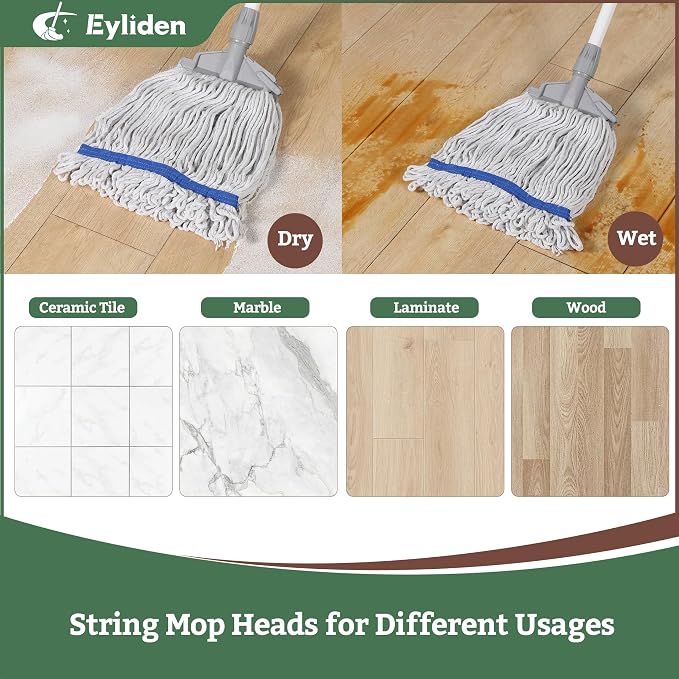 Eyliden 3 Pack Mop Heads Replacement, Universal Commercial Mops - Image 2