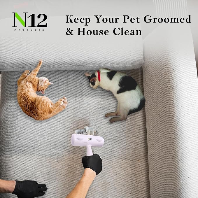 N12 Cat, Dog Hair Remover/Lint Roller and Grooming Hair Bush Combo – Pet Fur - Image 5