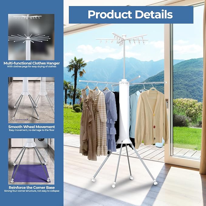 GCCSJ 4-Legged 2 Tier Folding Portable Octopus Style Clothes Drying Rack - Image 2