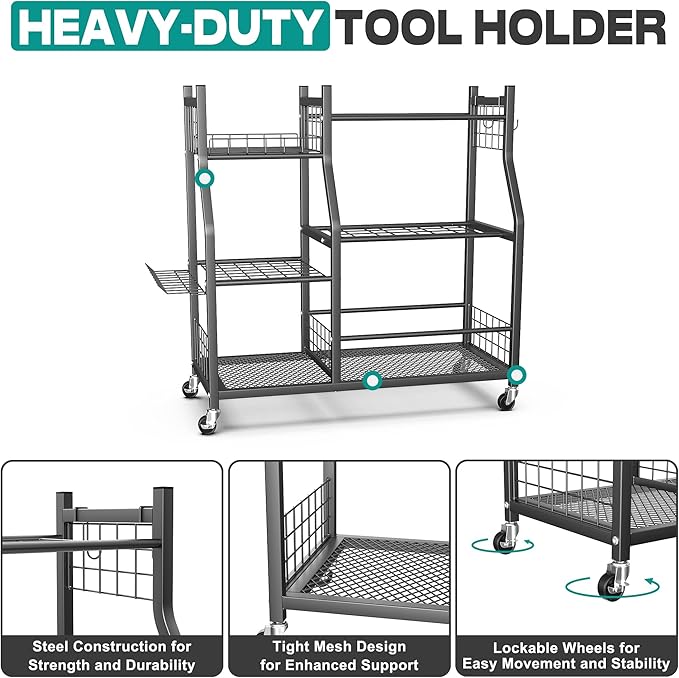EVERHANGER Garden Tool Organizer Stand, Garage Tool Storage Organization - Image 4