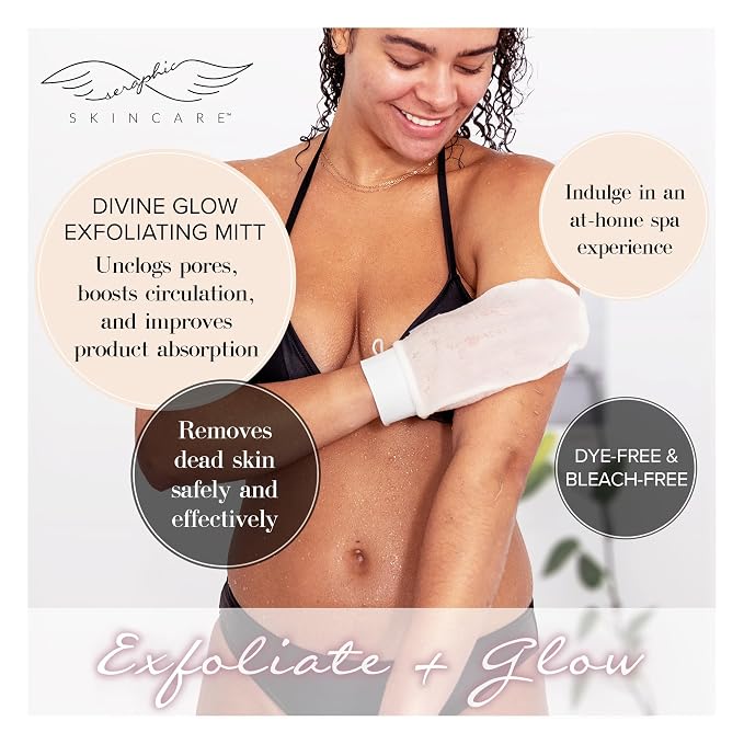 Seraphic Skincare Divine Glow Exfoliating Mitt – 100% Vegan Viscose Traditional - Image 2