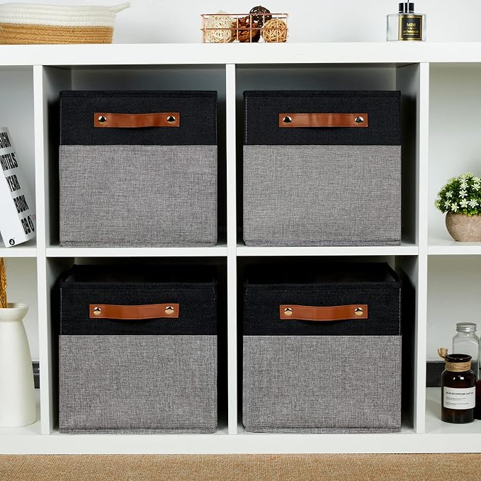 HNZIGE Fabric Cube Storage Baskets 11x11, Foldable Baskets - Image 6