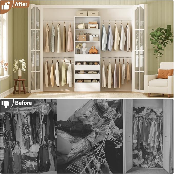 Aheaplus Closet System, 4-9Ft Closet Organizer