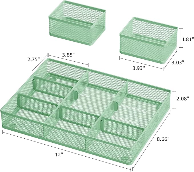 Marbrasse 3 Packs Desk Drawer Organizers, Metal Mesh Dividers - Image 3