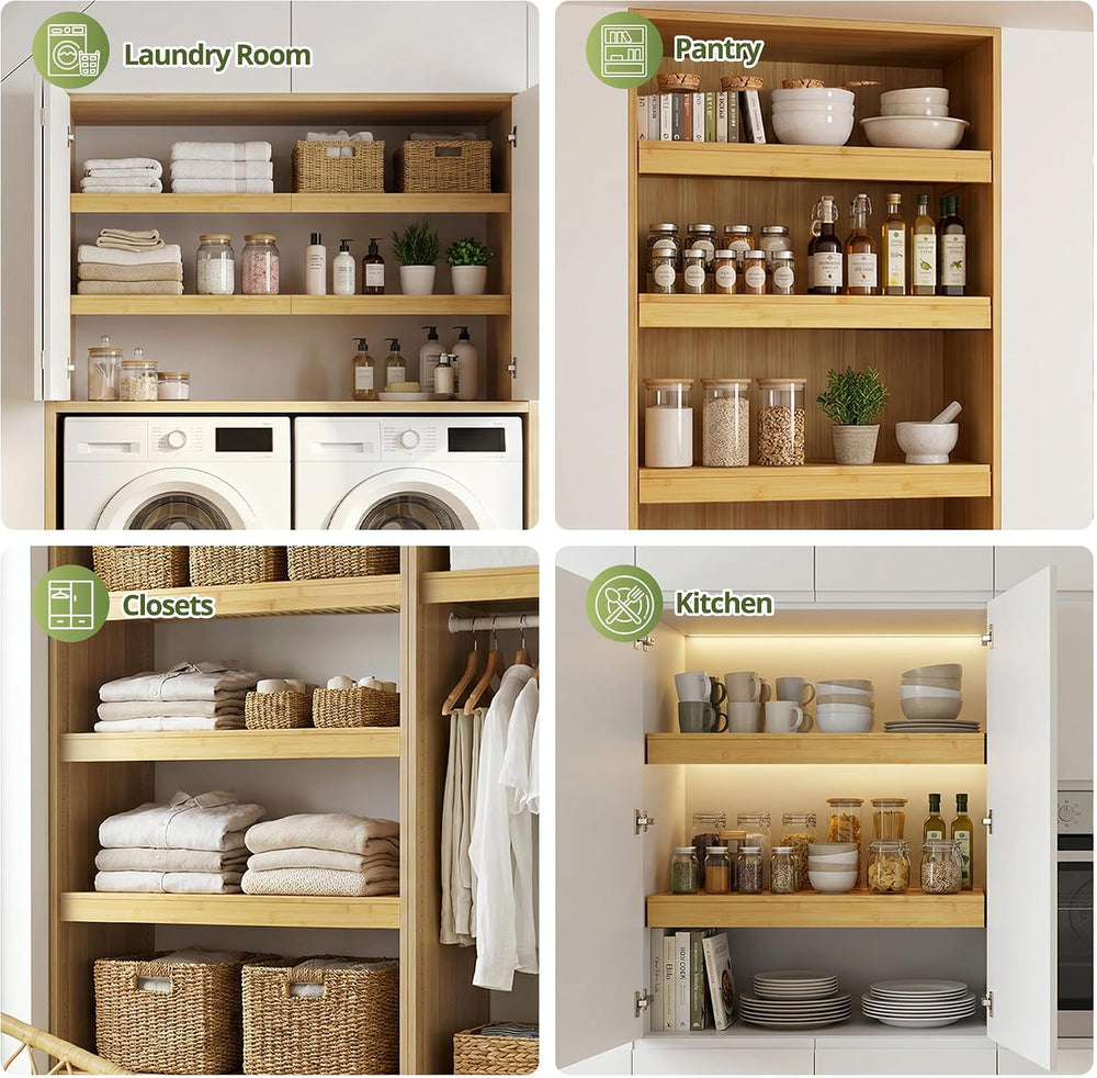 Wire Shelf Covers, Bamboo Wire Rack Covers (4PCS, 40" W x 16" D) Na...