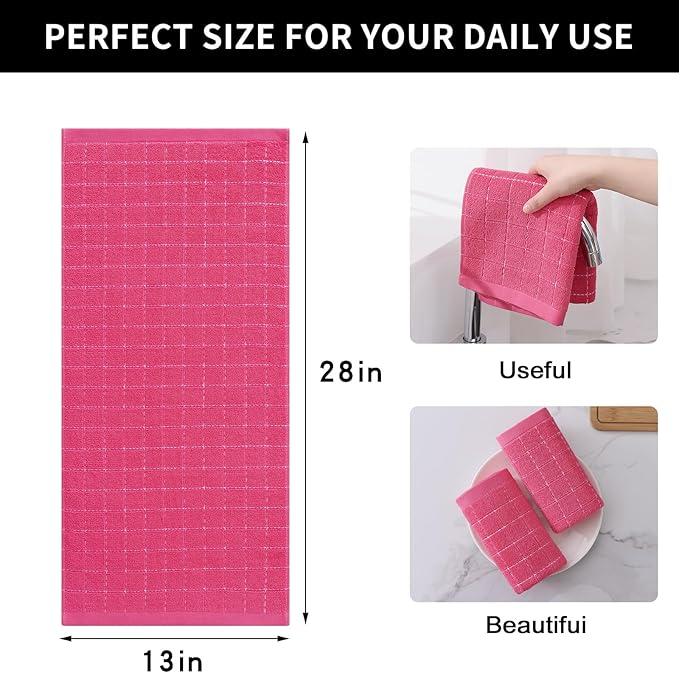 Homaxy 100% Cotton Terry Kitchen Towels, Checkered Designed, Soft and Super - Image 5