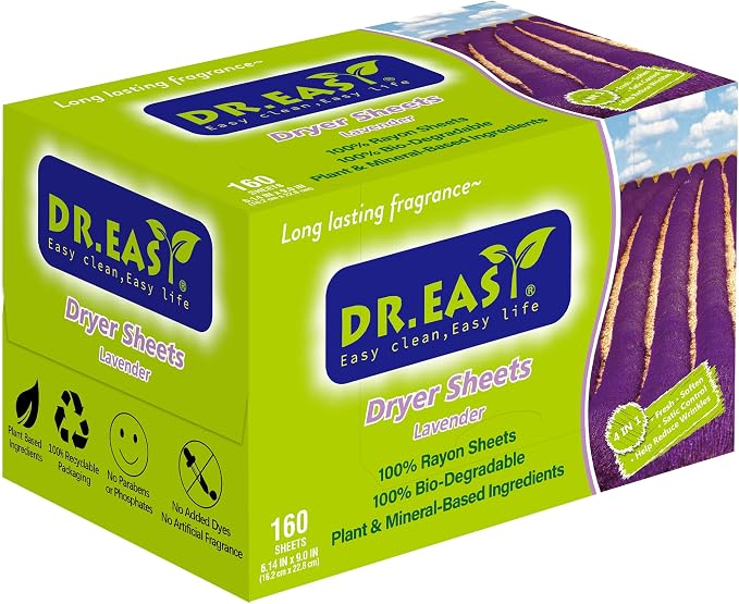 Dr.Easy Dryer Sheets Lavender Plant Based all ingredients by DREASY