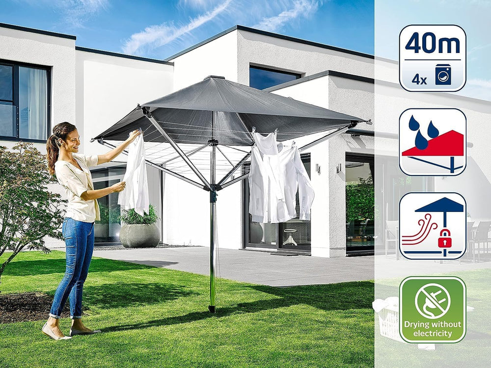 Leifheit Rotary Dryer LinoProtect 400, Aluminium - Rustproof, Grey, 40 m Line...