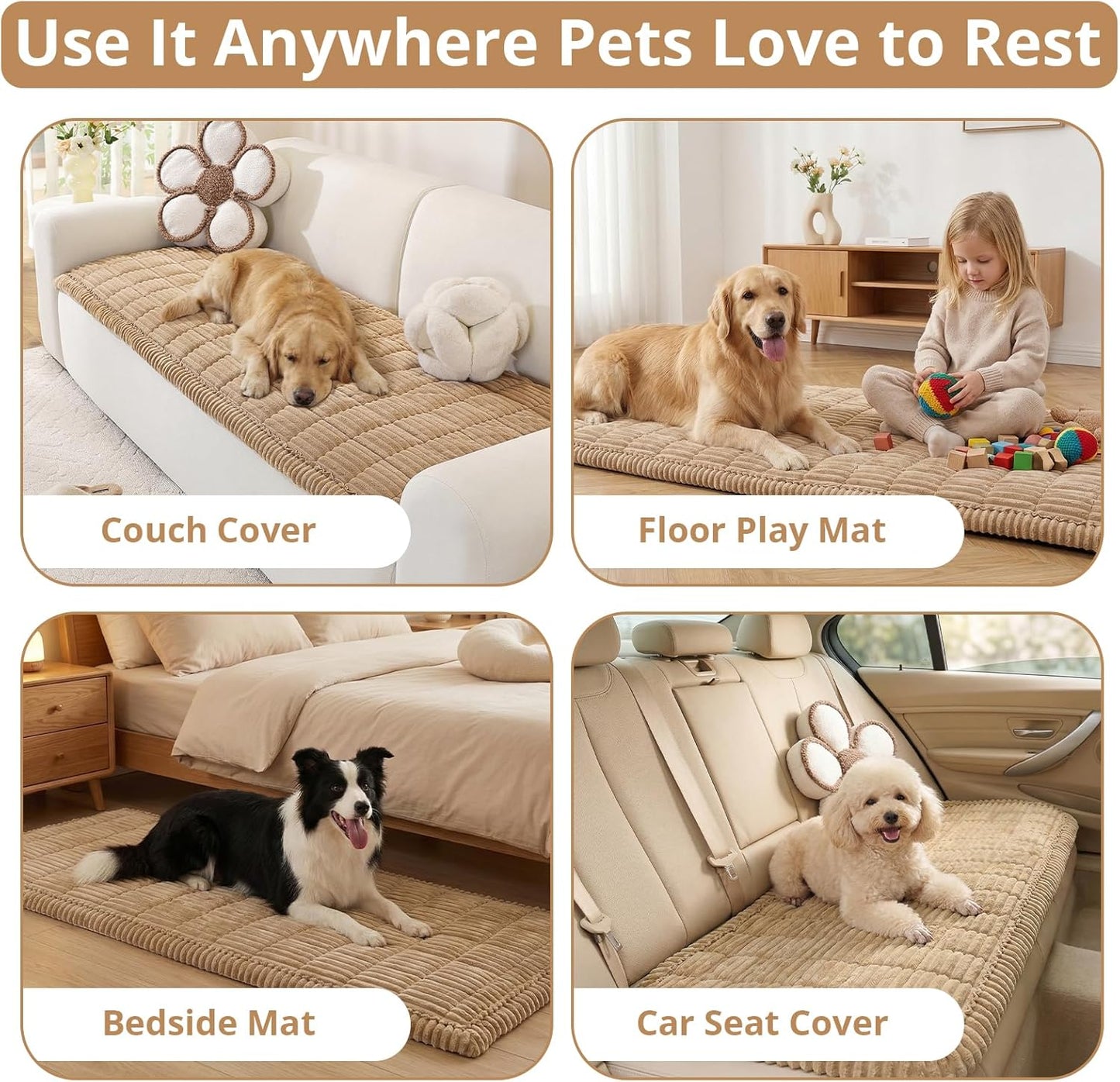 OstepDecor Couch Cover for Dogs, Washable Non Slip Sofa Cover for Pets, Soft Couch Covers for Sofa, Loveseat and Sectional, Furniture Protector Against Pet Hair & Scratches (20" x 24", Khaki)