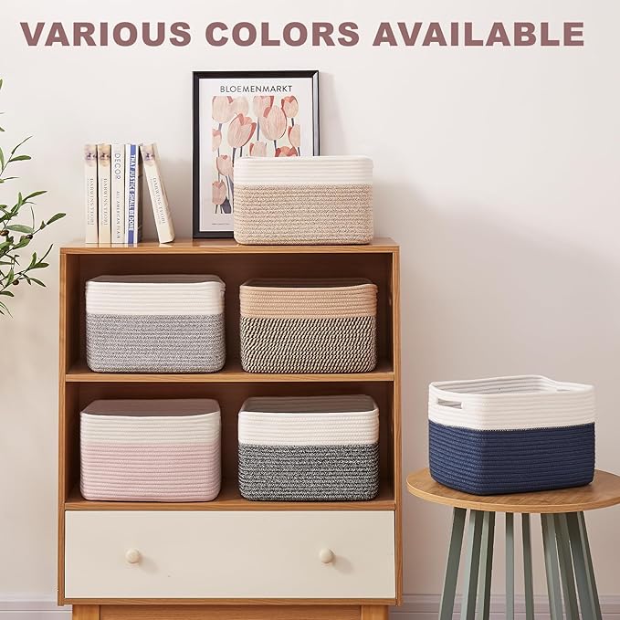 OIAHOMY 4 Pack Storage Baskets for Organizing, Basket for Shelves