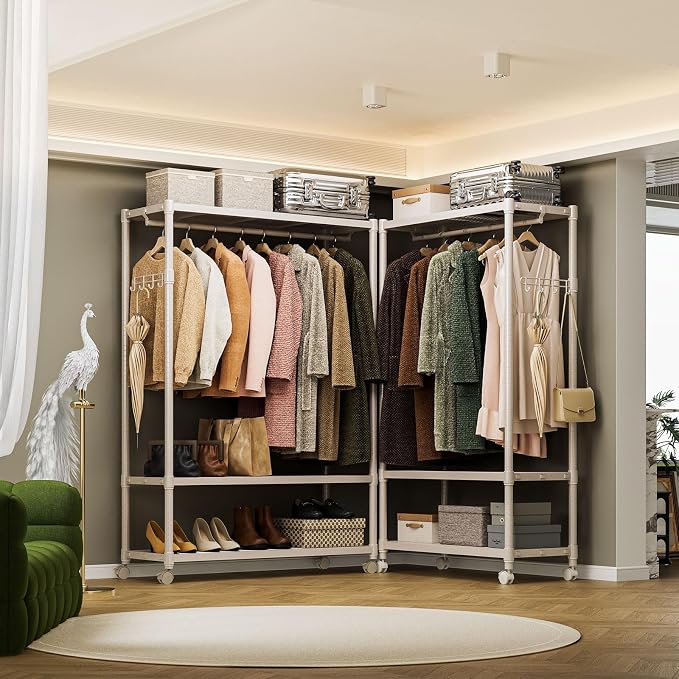 IZEUK Heavy Duty Rolling Garment Rack Wire Clothes Rack - Image 3