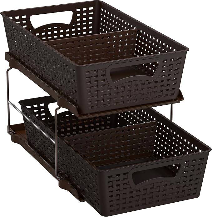 Simple Houseware 2 Tier Bathroom Organizer Tray Pull-Out Sliding by SimpleHouseware