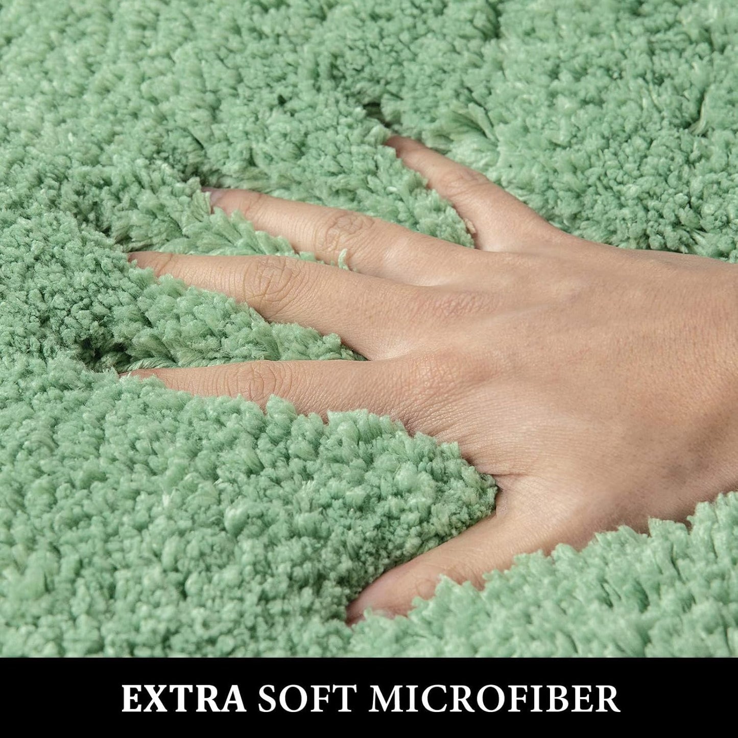 MIULEE Sage Green Bathroom Rugs Set 2 Piece, Soft Absorbent Microfiber Bath Mat Set, Non Slip Quick Dry Machine Washable Plush Shaggy Bath Rugs for Bathroom Floor, Tub and Shower, 16x24 inches