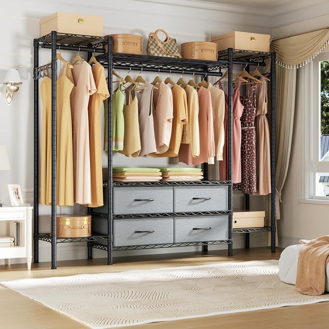 Large Garment Rack Heavy Duty Clothes Rack, Freestanding Closet Portable - Image 6