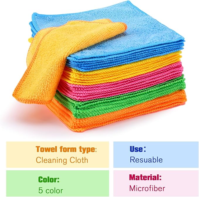 Tanlade Microfiber Cleaning Cloth Cleaning Rags Reasonable Kitchen Towels - Image 3