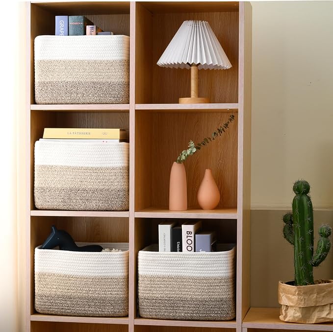 Small Storage Baskets for Organizing Shelves, Woven Cotton Rope Basket for - Image 6
