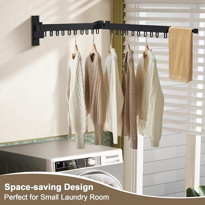 Bakala Clothes Drying Rack Foldable, Laundry Drying Rack Clothing Wall Mounted - Image 6